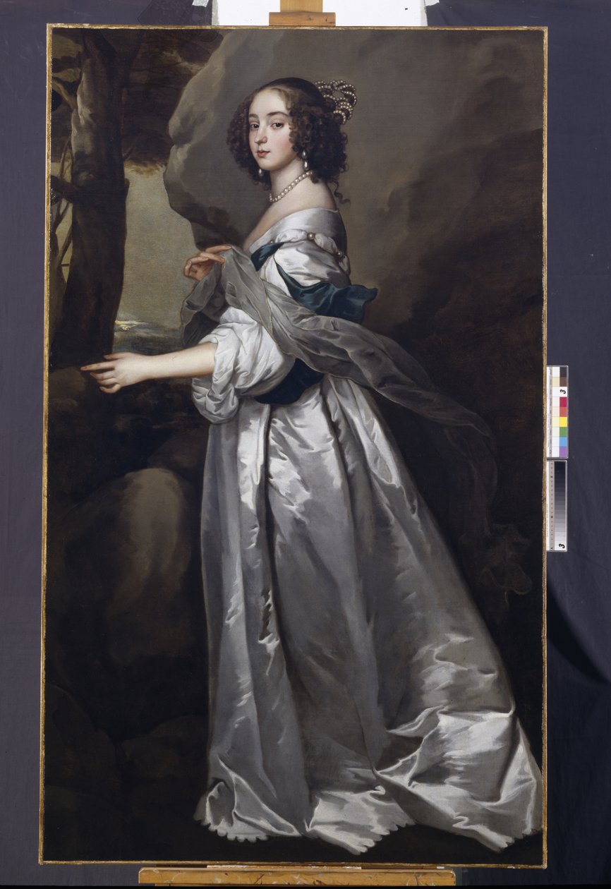Lady Frances Cranfieldin, Lady Buckhurstin, myöhemmin Dorsetin kreivittären muotokuva, noin 1637-50 (öljy kankaalle). tekijältä Anthony van Dyck