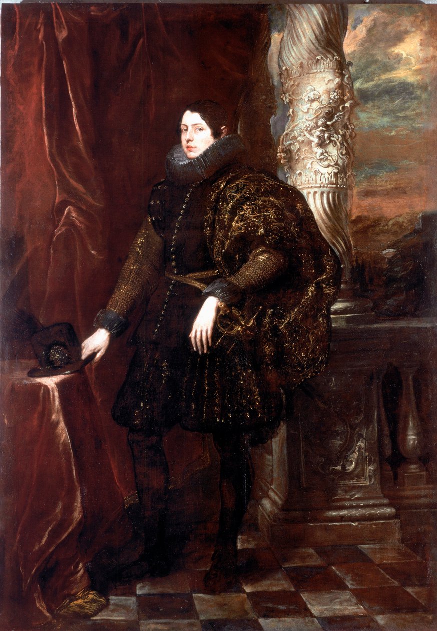 Spinolan suvun herrasmiehen muotokuva tai nuoren patriisin muotokuva Antonie Van Dyckin (1599-1641) maalaus 1623-1625 n. Aurinko. 243x170 cm Genes, Galleria di Palazzo Rosso tekijältä Anthony van Dyck