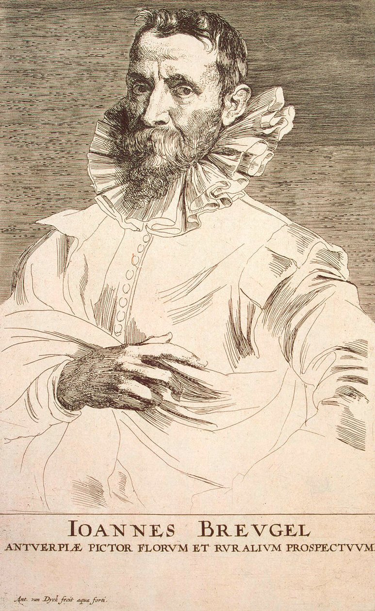 Taiteilija Jan Brueghel nuoremman muotokuva 1601-1678, 1600-luvun ensimmäinen kolmannes tekijältä Anthony van Dyck