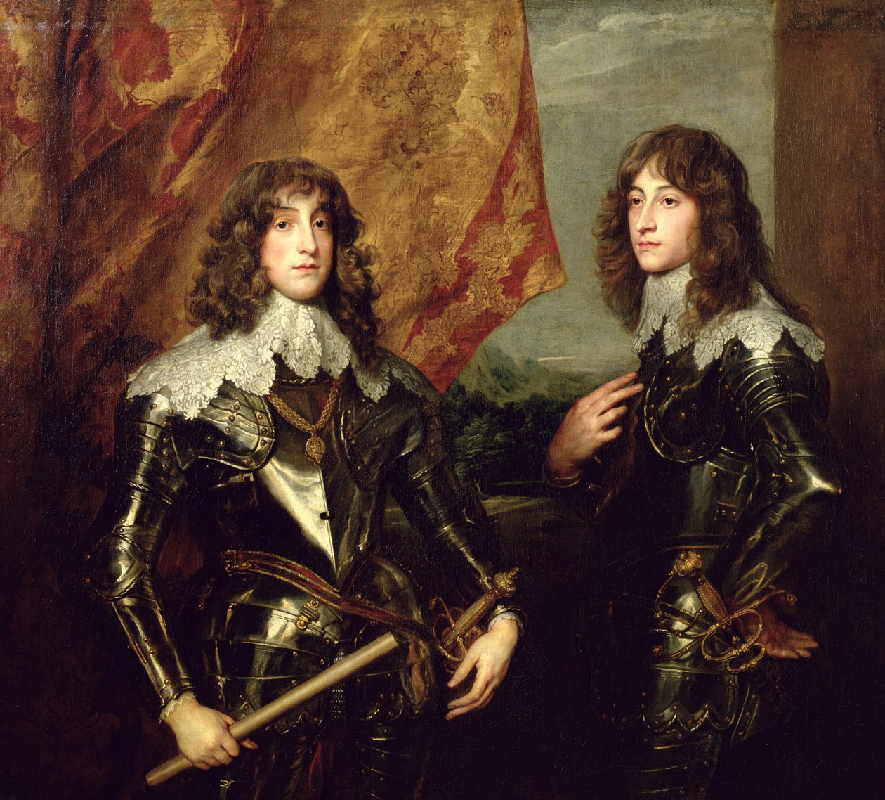 Prinssi Charles Louis (1617-80) Ruhtinas Palatine ja hänen veljensä, Pfalzin prinssi Rupert (1619-82), 1637 tekijältä Anthony van Dyck