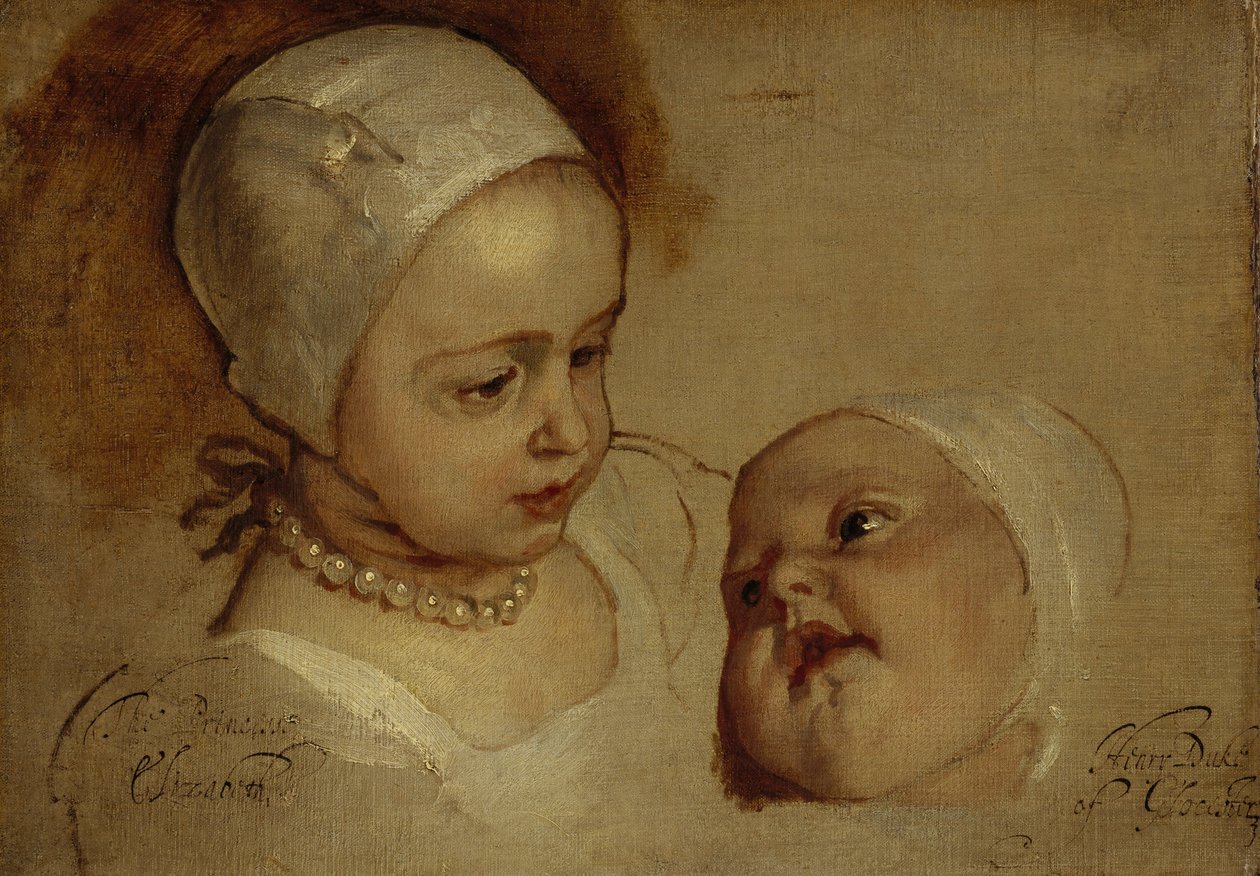 Prinsessa Elizabeth, 1635–1650, ja prinsessa Anne, 1637–1640. Kaarle I:n tyttäret tekijältä Anthony van Dyck