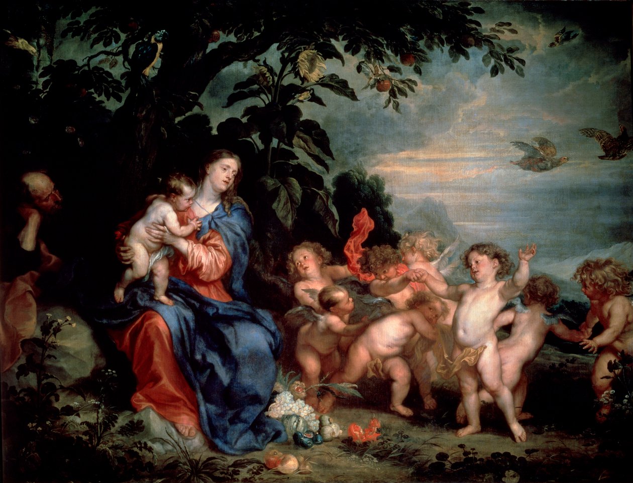 Lepää lennolla Egyptiin Virgin with Partridges, c1629-1630. tekijältä Anthony van Dyck