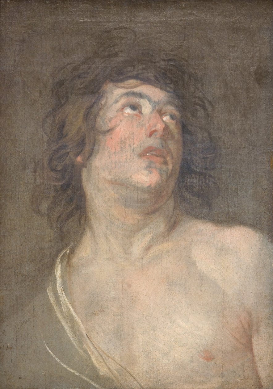 Ylöspäin katsovan nuoren miehen tutkimuspäällikkö. Pyhä Sebastian tekijältä Anthony van Dyck