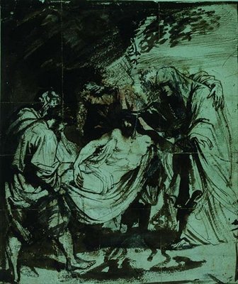 Hautaustutkimus (musta liitu/ruskea muste) tekijältä Anthony van Dyck
