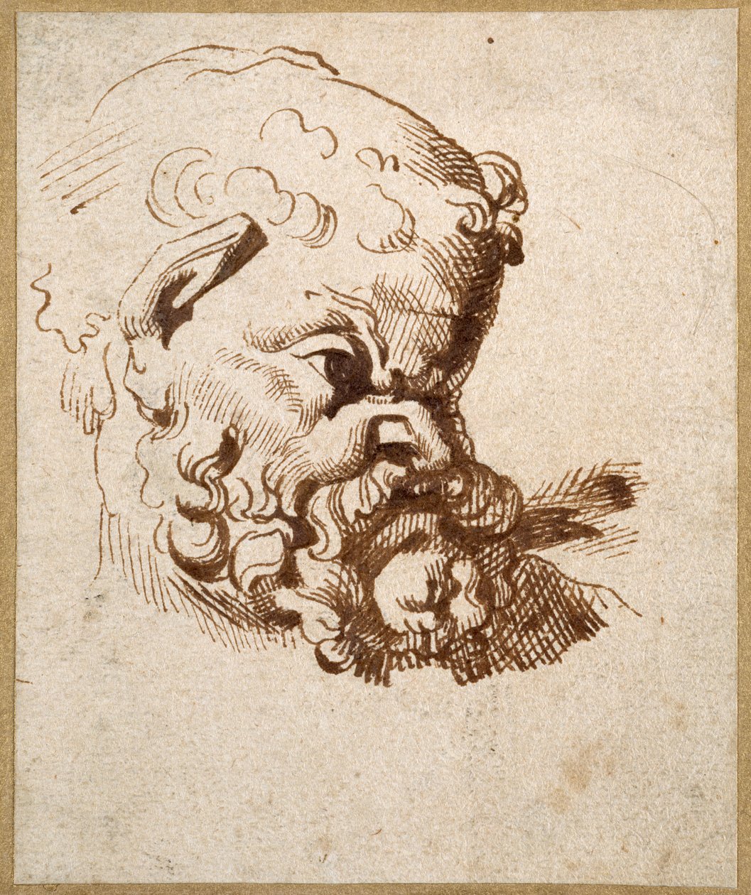Silenuksen antiikkipään tutkimus (kynä ja muste paperille) tekijältä Anthony van Dyck