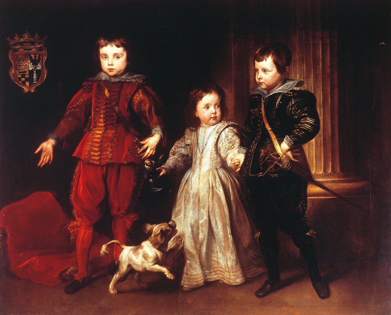 Kolme lasta koiran kanssa, Anthony van Dyck (1599-1641) tekijältä Anthony van Dyck