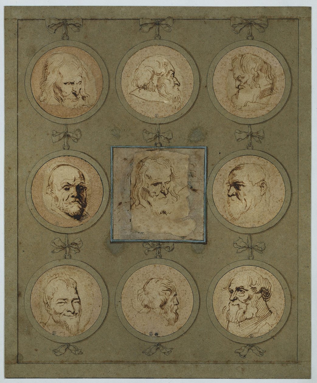 Kokoomalehti, jossa on yhdeksän päätutkielmaa medaljongeissa tekijältä Anthony van Dyck