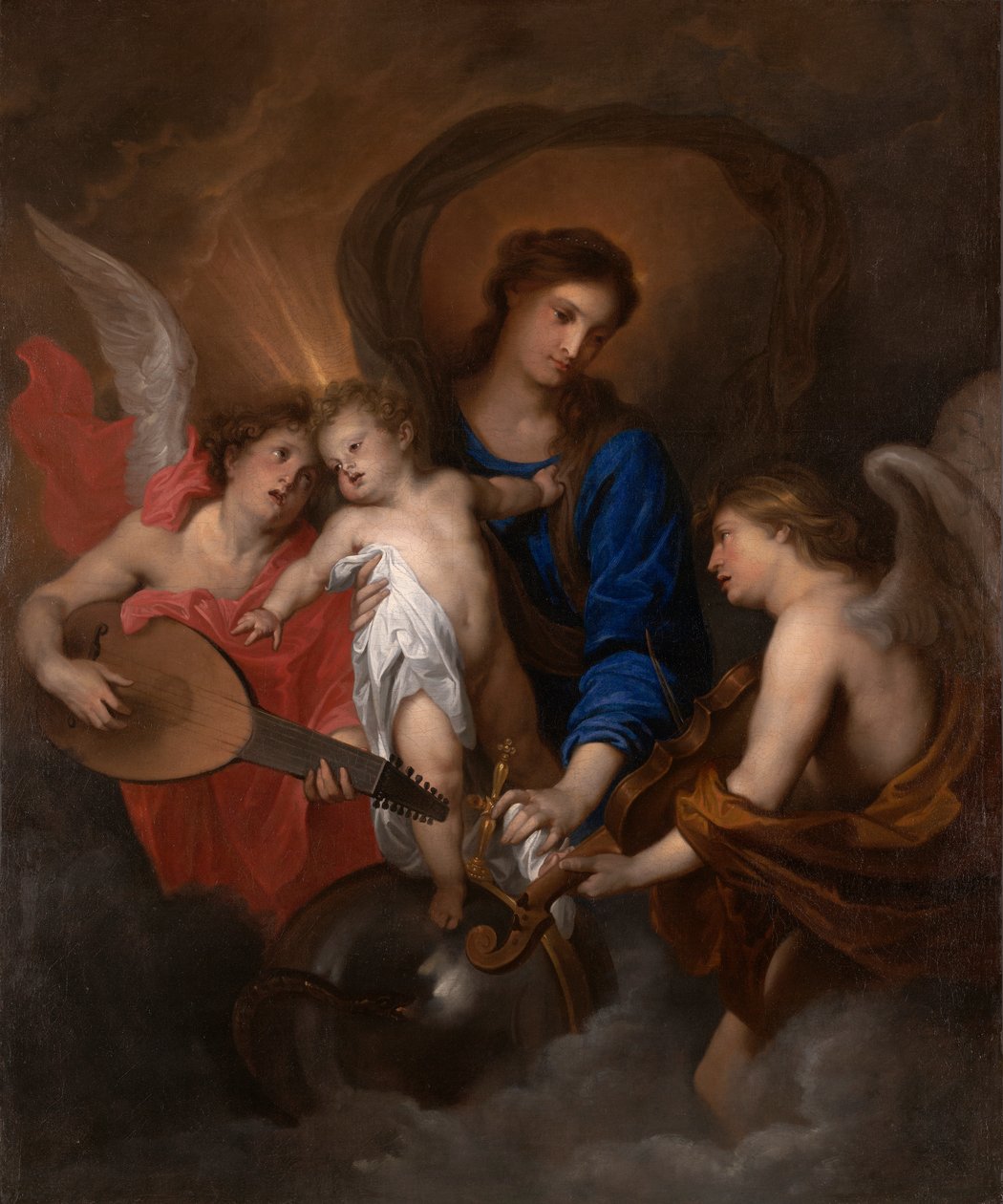 Neitsyt ja lapsi musiikkia tekevien enkelien kanssa tekijältä Anthony van Dyck