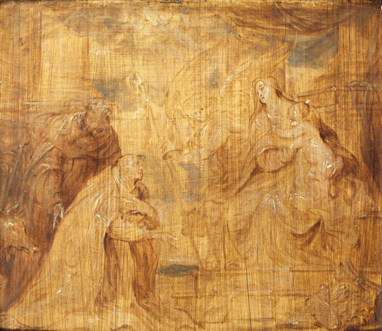 Neitsyt ja lapsi piispa lahjoittajan ja pyhän Anthony Abbotin kanssa, 1628-32 tekijältä Anthony van Dyck