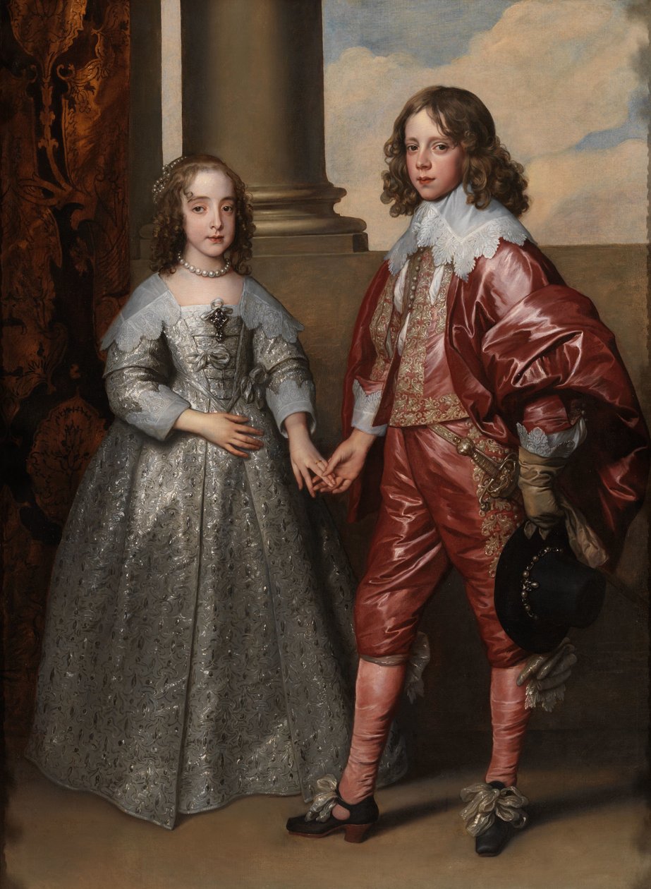 William II, Orangen prinssi, ja hänen morsiamensa Mary Stuart Willem II:n (1626-1650), Orangen prinssin ja prinsessa Mary Stuartin (1631-1660), myöhemmin prinsessa Royalin kaksoismuotokuva tekijältä Anthony van Dyck