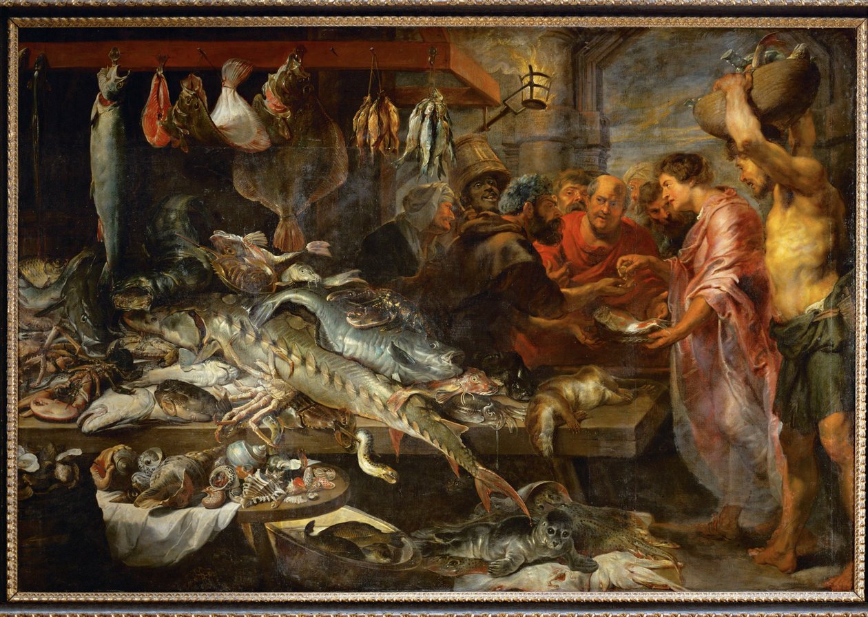 Kalamarkkinat, noin 1618 (öljy kankaalle) tekijältä Anthony van & Snyders Frans (1579-1657) Dyck