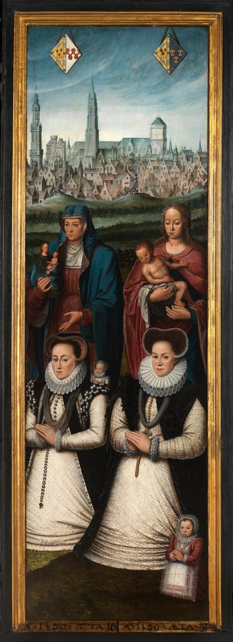 Yksityiskohta Juan Pardo II:n ja hänen vaimonsa Anna Ingenieulandtin ja Maria Anchemantin muotokuvasta tekijältä Anthuenis (1536 1613) Claeissins or Claeissens