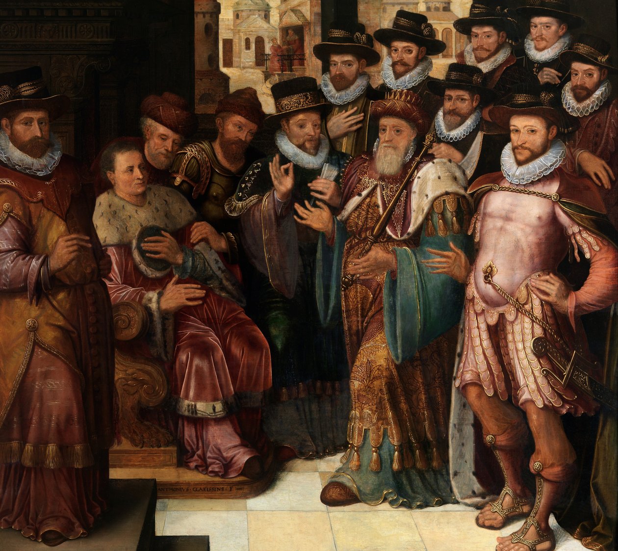 Kambyksen tuomio (öljy paneelissa) tekijältä Anthuenis (1536 1613) Claeissins or Claeissens