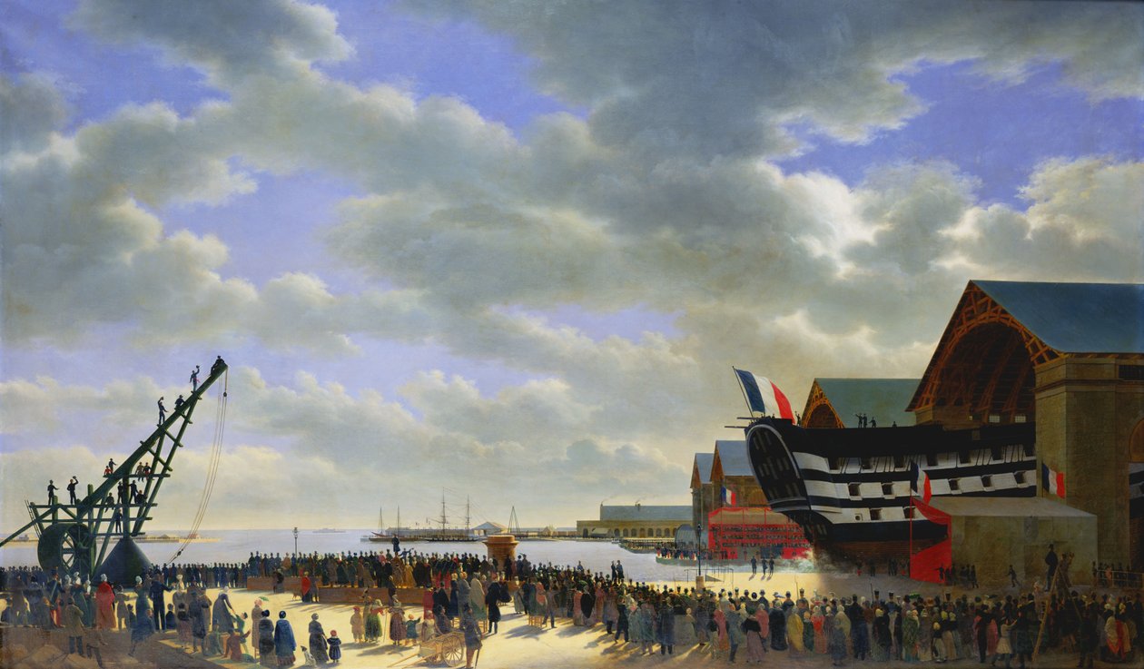 Le Friedlandin lanseeraus Cherbourgissa, 4. huhtikuuta 1840, n. 1840-54 tekijältä Antoine Chazal