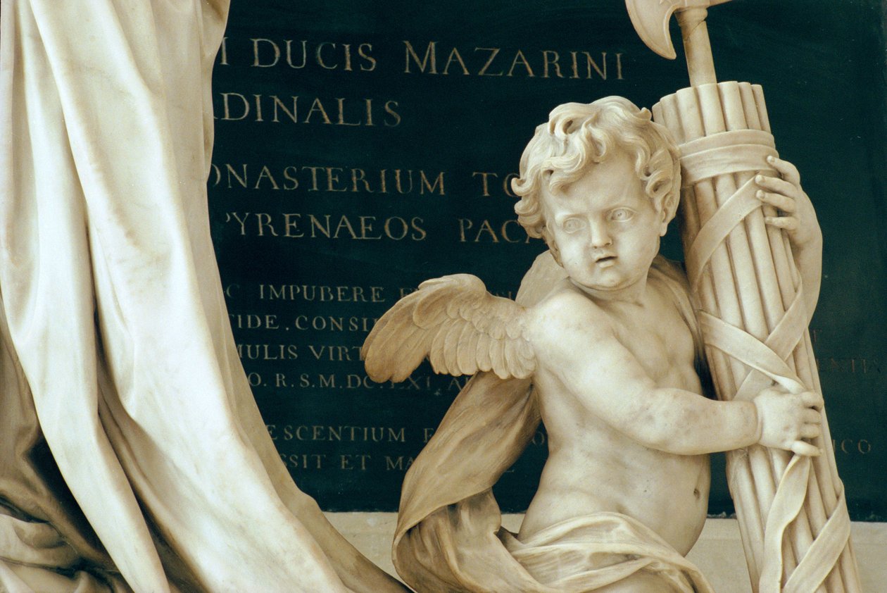 Yksityiskohta kardinaali Jules Mazarinin haudasta 1602-61 1689-93, kappelissa marmoria ja pronssia. tekijältä Antoine Coysevox