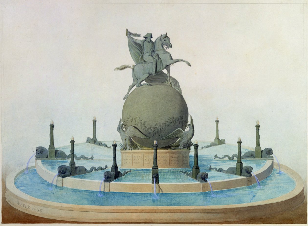 Napoleonin kunniaksi pystytettävän muistomerkin hanke, 1839. tekijältä Antoine Etex
