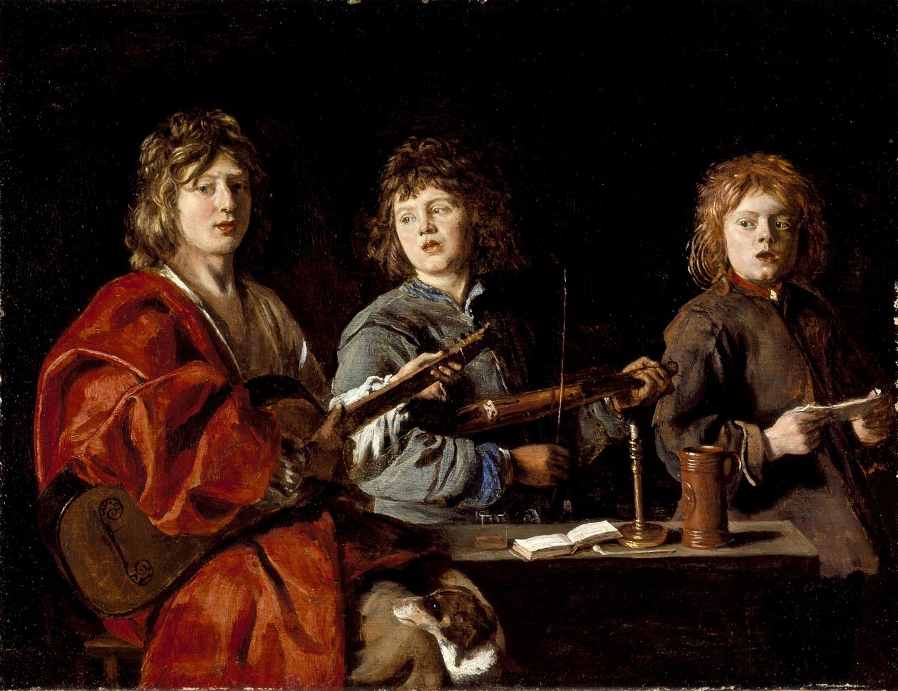 Kolme nuorta muusikkoa, n. 1630 (öljy puulle) tekijältä Antoine Le Nain