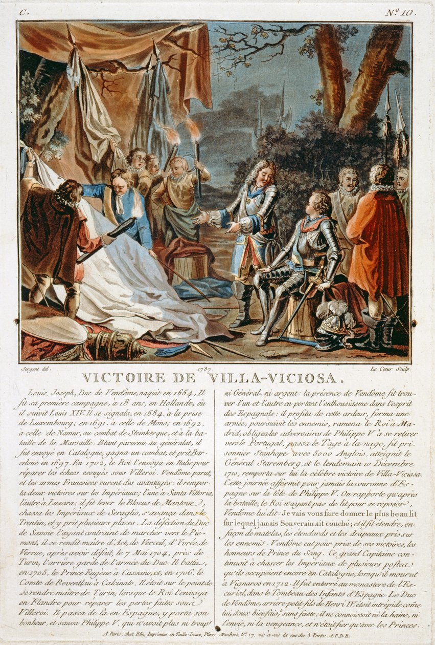 Villa-Viciosan voitto, 1710, kaiverrus Louis Le Coeur (fl.1780-1800), 1787 tekijältä Antoine Louis Francois Sergent Marceau