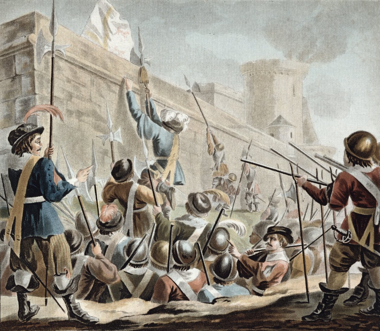 Hyökkäys Boulogne-Sur-Meriin, kaiverrus Jean Baptiste Morret (fl. 1790-1820) 1788 tekijältä Antoine Louis Francois Sergent Marceau