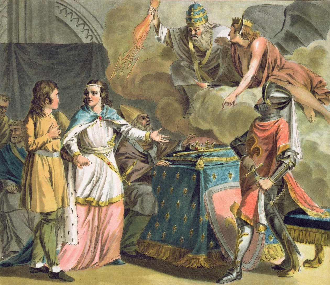Philippe le Belin (1268-1312) aikana tasojen valtiota hallinnoi Estates-General, kaiverrus Jean Baptiste Morret (fl. 1790-1820), 1789 tekijältä Antoine Louis Francois Sergent Marceau