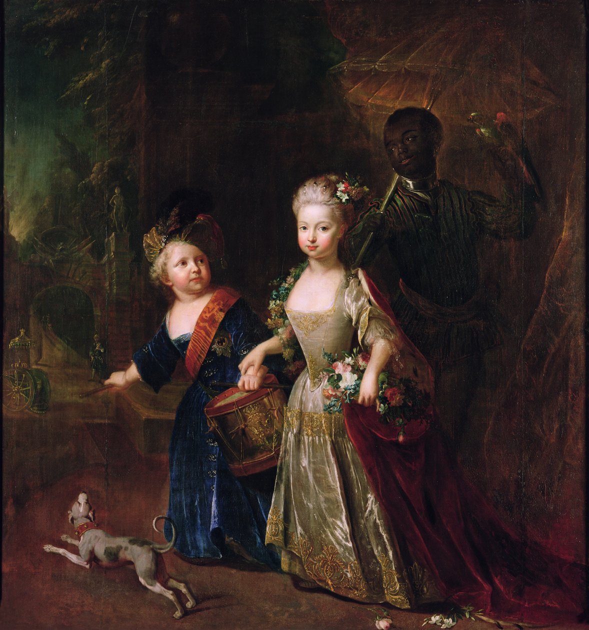 Kruununprinssi Frederick II sisarensa Wilhelminen kanssa, 1714 tekijältä Antoine Pesne