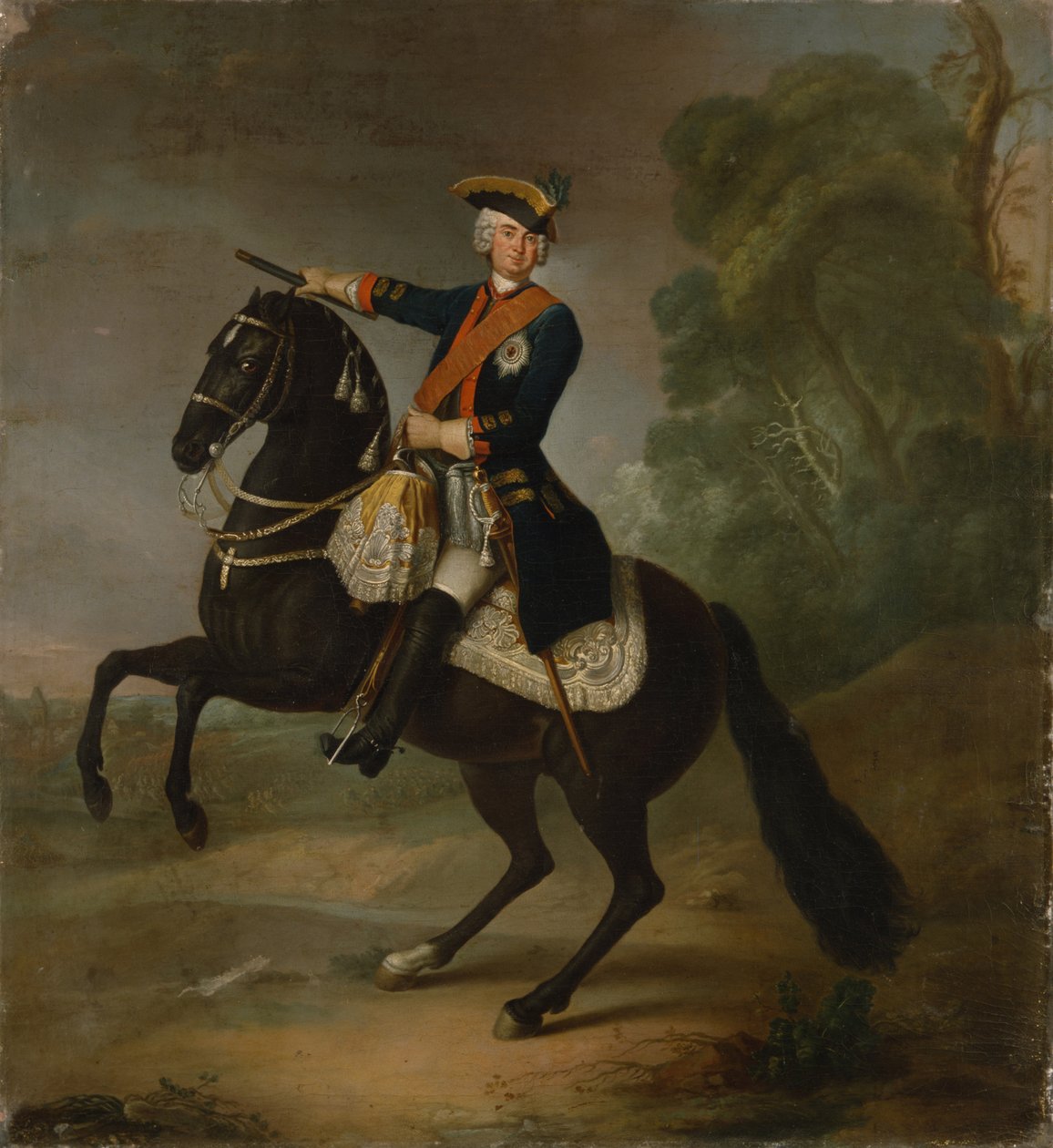 Kurt Christoph Schwerinin kreivi hevosen selässä, 1750 tekijältä Antoine Pesne