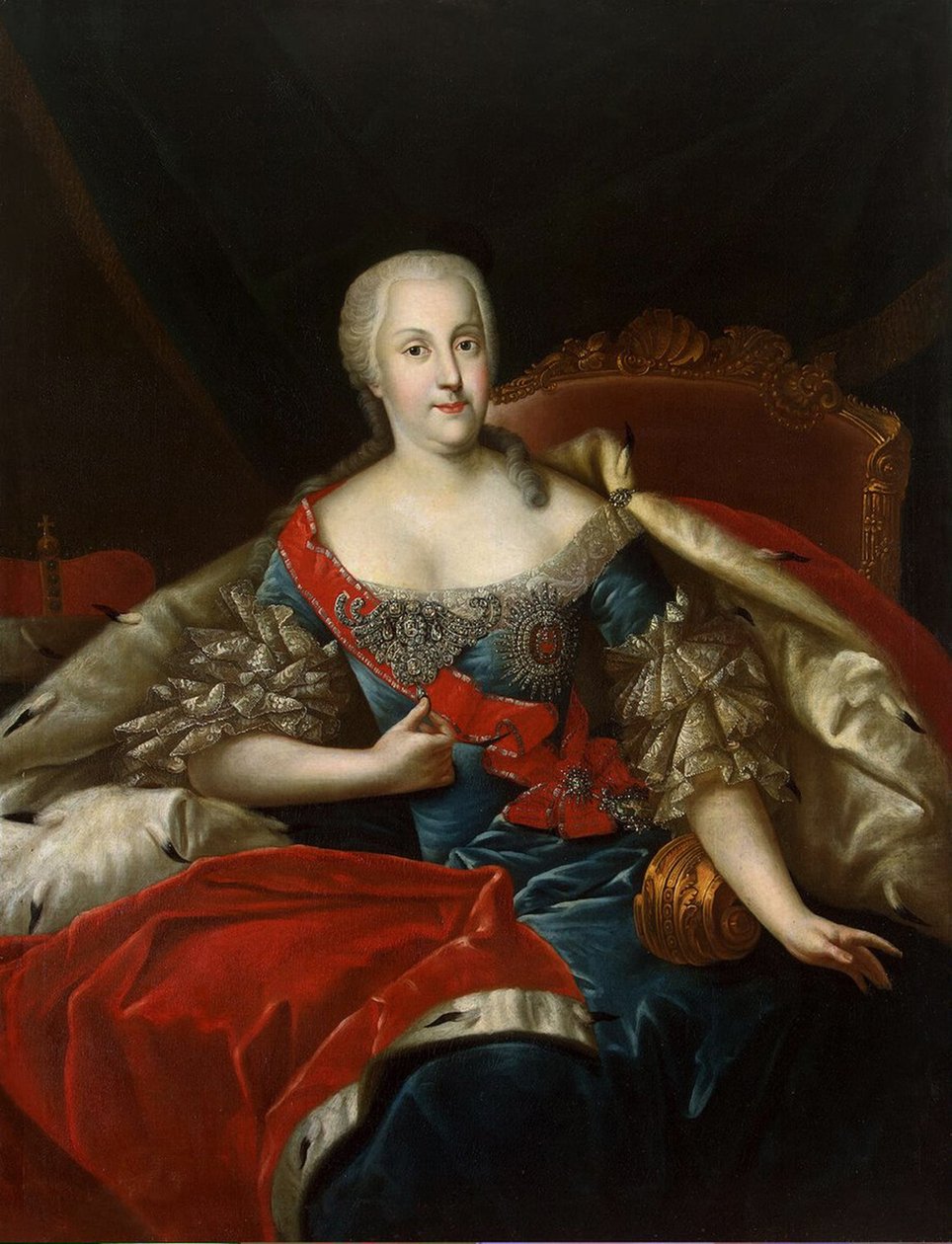 Anhalt-Zerbstin kruununprinsessa Johanna-Elisabethin muotokuva, noin 1746. tekijältä Antoine Pesne