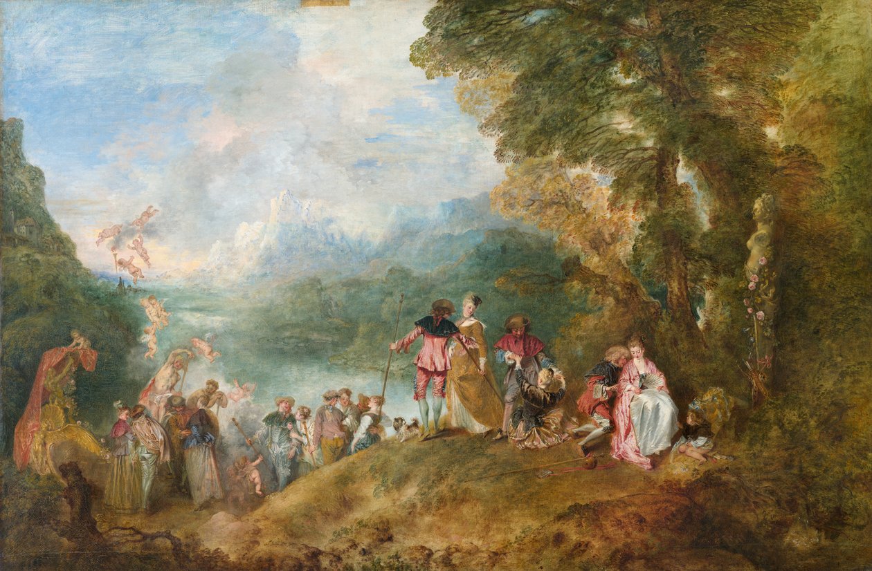 Pyhiinvaellus Cytheraan, ns. The Embarkation for Cythera tekijältä Jean Antoine Watteau