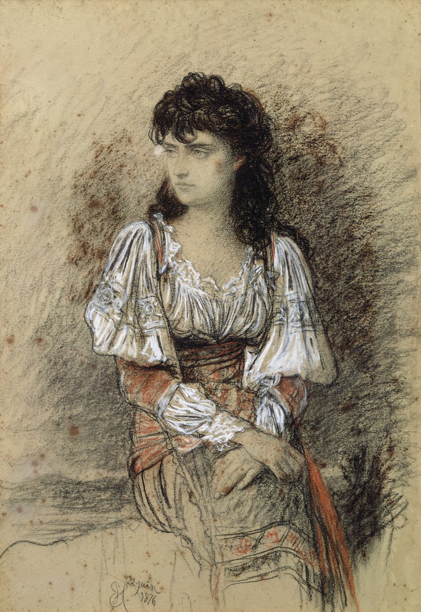 Pukeutunut talonpoika, 1876 (akvarelli ja kynä paperille) tekijältä Antoine Auguste Ernest Herbert or Hebert