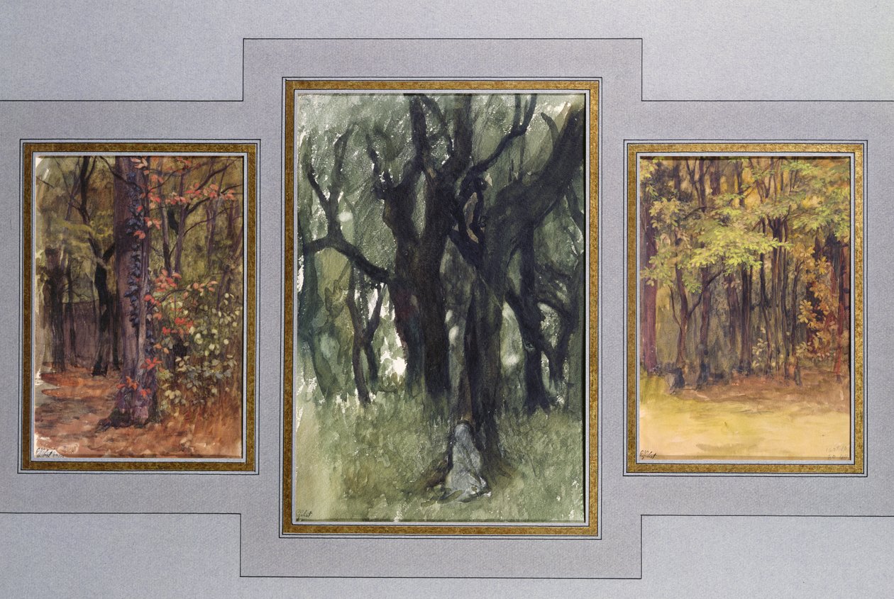 Tammi ja metsä, Villa Medici, Rooma tekijältä Antoine Auguste Ernest Herbert or Hebert