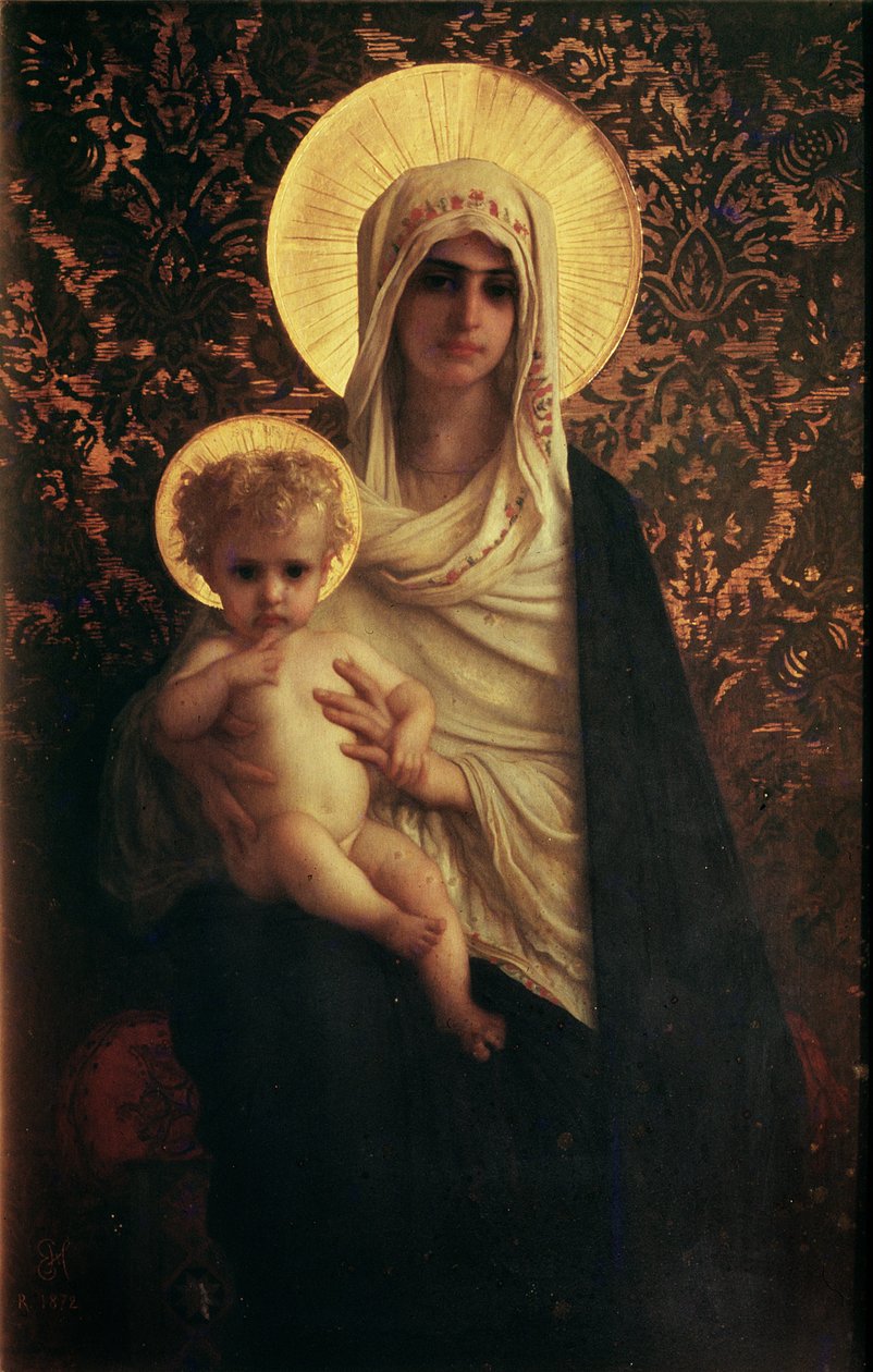 Neitsyt ja lapsi, 1872 tekijältä Antoine Auguste Ernest Herbert or Hebert