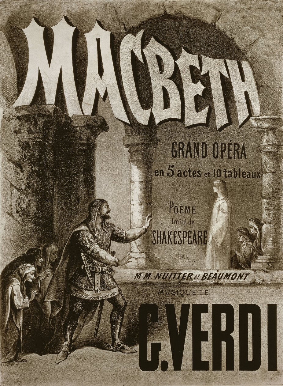 Juliste Giuseppe Verdin oopperaan Macbeth (juliste) tekijältä Antoine Barbizet