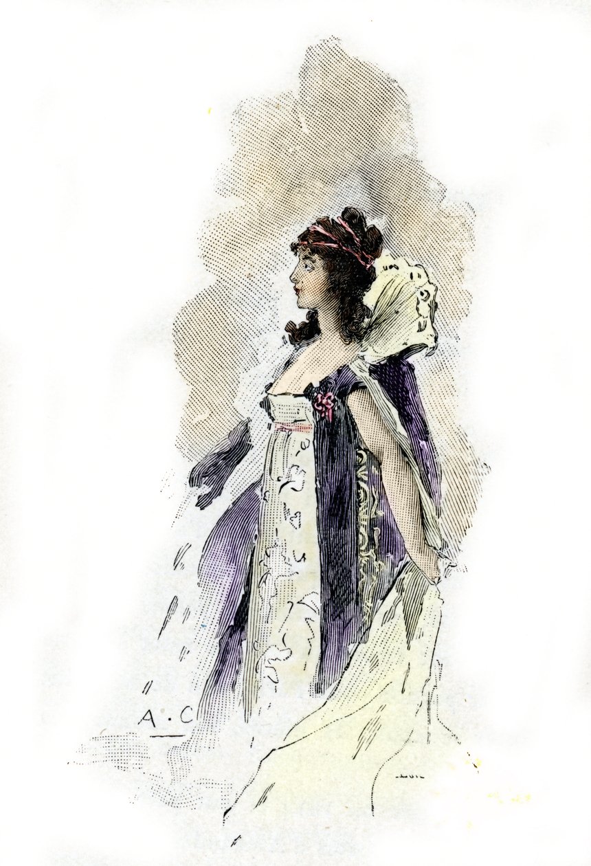 Desiree Claryn (1777-1860) muotokuva Ruotsin kuningattaresta vuonna 1818 (Ruotsin kuningattaren Desire Claryn muotokuva vuonna 1818) Antoine Calbetin piirros on piirretty Massonin "Napoleon et les femmes" -kirjasta tekijältä Antoine Calbet