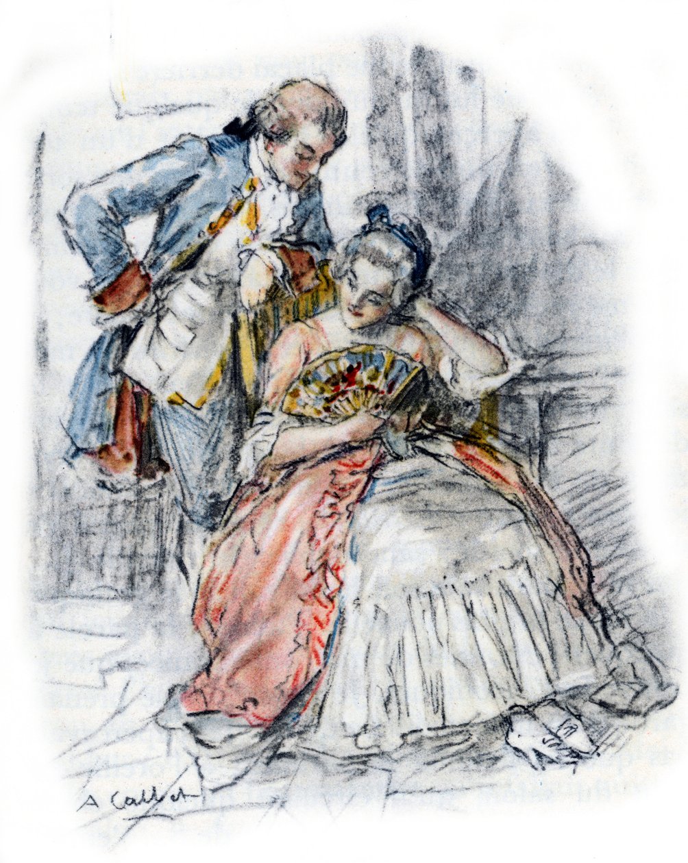 Werther kostelija Mademoiselle de B unohtaa Charlotten tekijältä Antoine Calbet