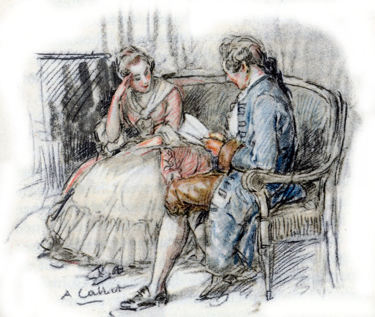 Werther lukea Charlottea ( tekijältä Antoine Calbet