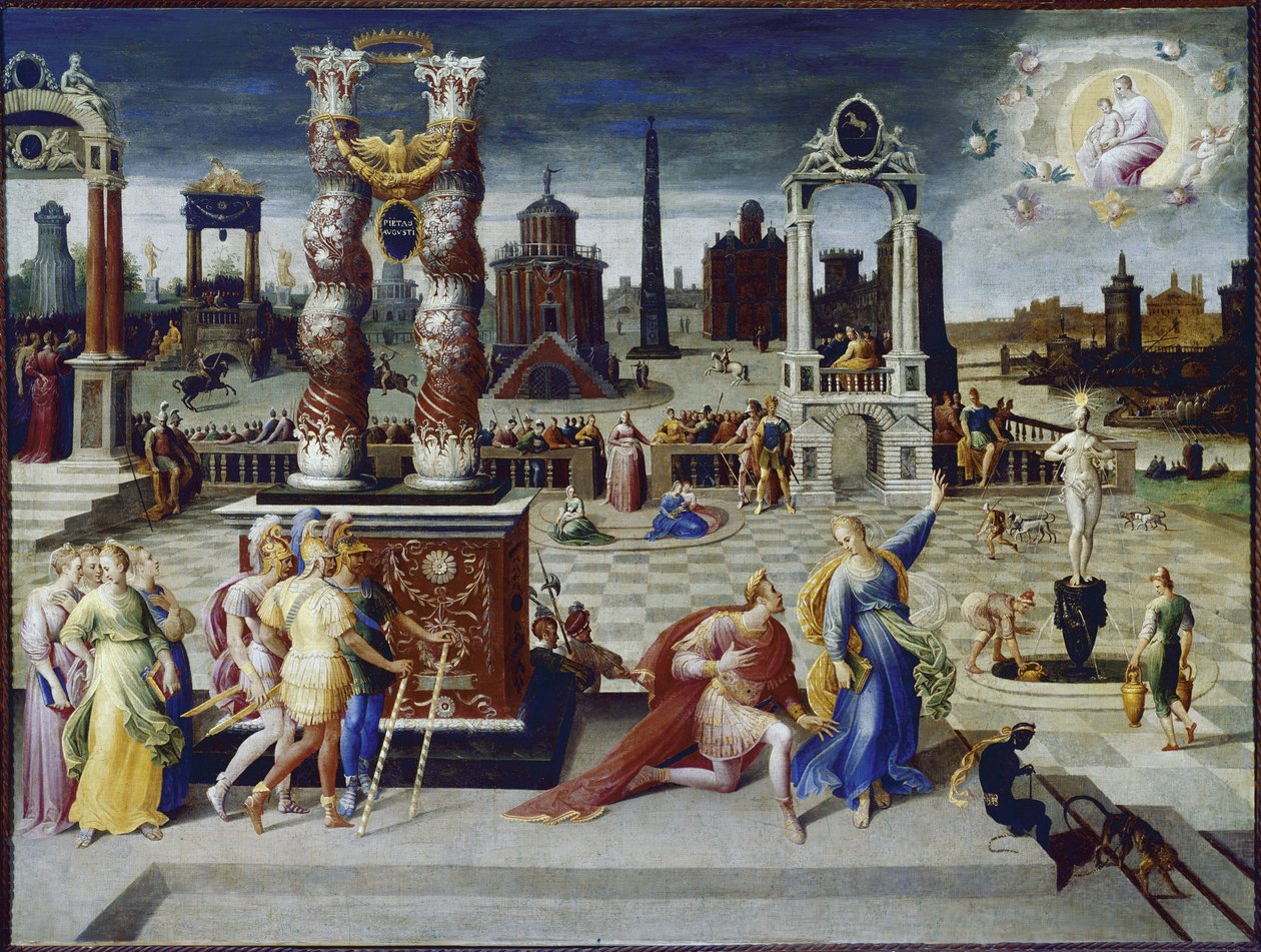 Keisari August ja Tiburtine Sibyl (öljy kankaalle, noin 1575-1580) tekijältä Antoine Caron