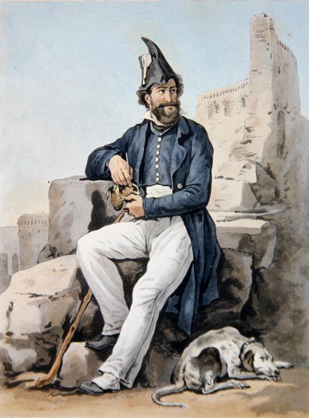 Parrakas sotilas (väri litho) tekijältä Antoine Charles Horace Vernet