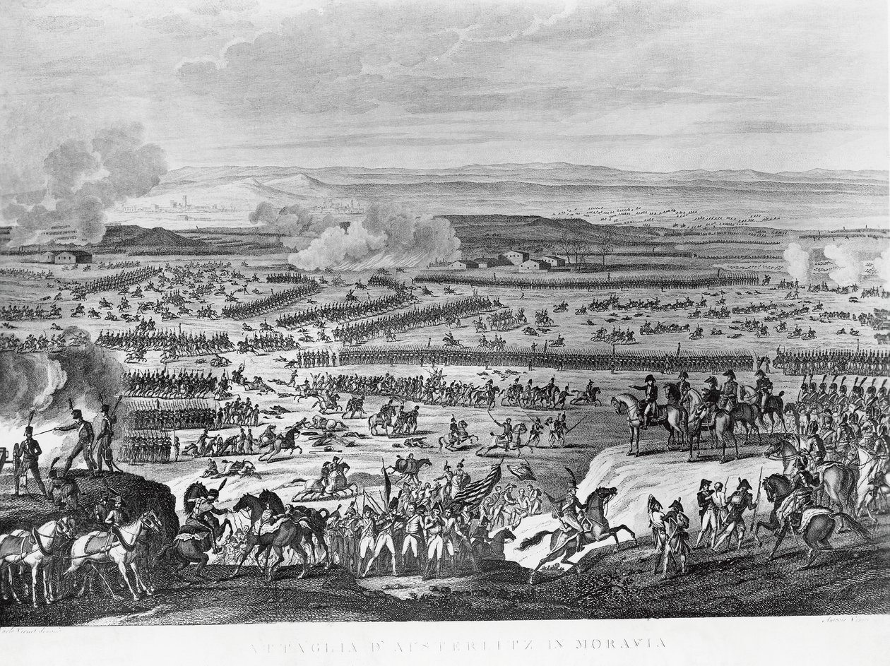 Vastapuolet Austerlitzin taistelun aikana 2. joulukuuta tekijältä Antoine Charles Horace Vernet