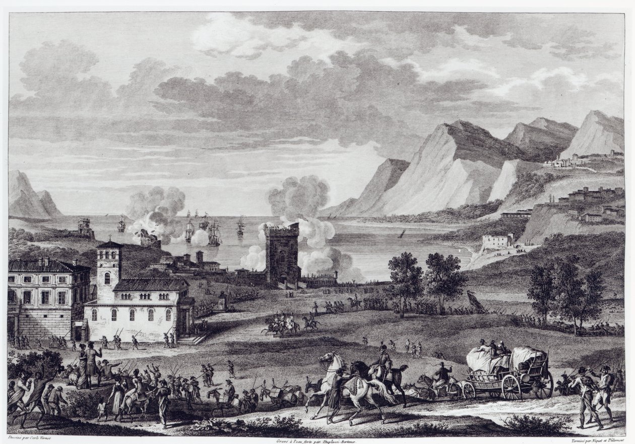 Korsikan vapautus, 20. lokakuuta 1796, kaiverrus Jean Duplessi-Bertaux (1747-1819) tekijältä Antoine Charles Horace Vernet