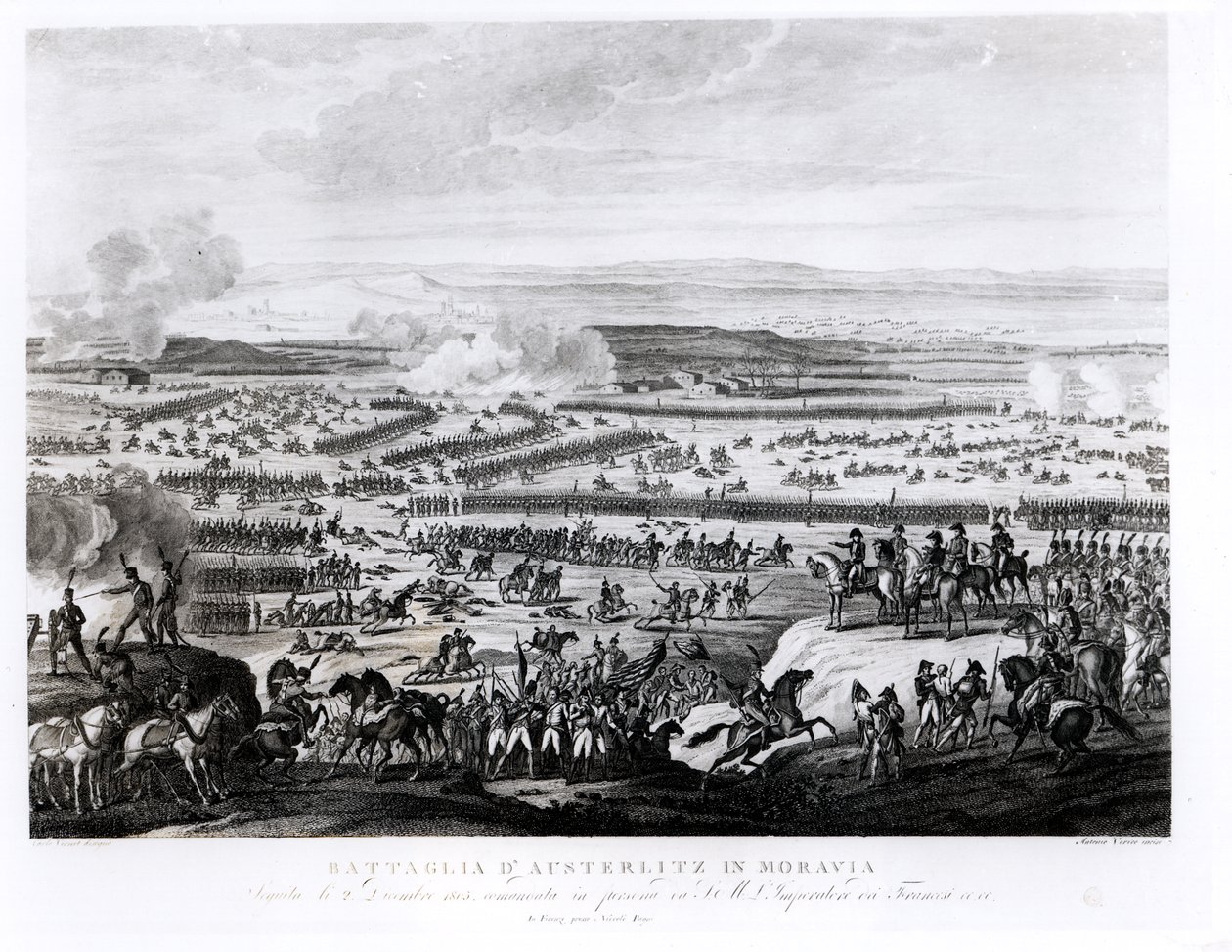 Austerlitzin taistelu Määrissä, 2. joulukuuta 1805, kaiverrus Antonio Verico (s. n. 1775) tekijältä Antoine Charles Horace Vernet
