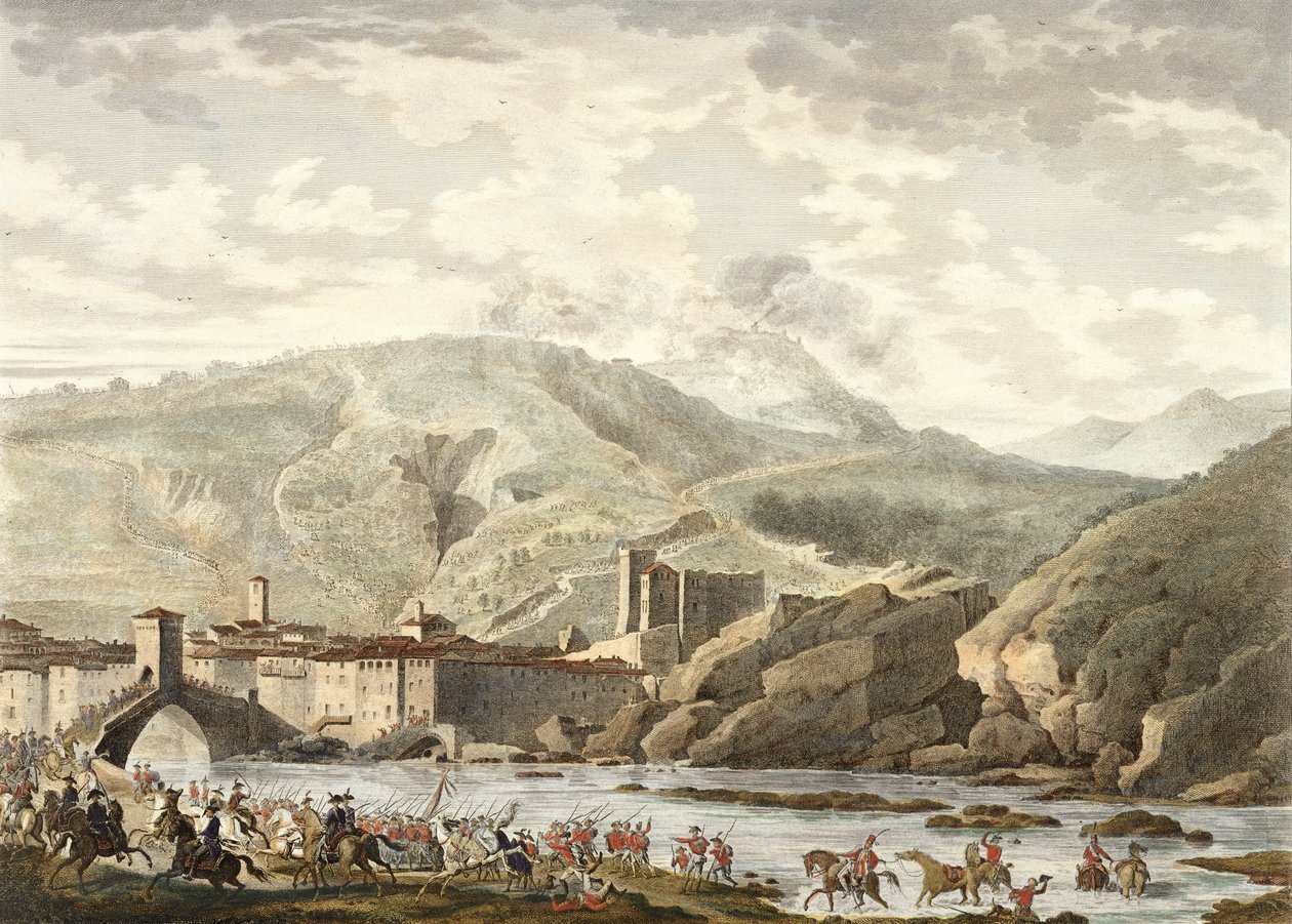 Millesimon taistelu, 25. Germinal, vuosi 4 (huhtikuu 1796), kaiverrus Jean Duplessi-Bertaux (1747-1819) (akvatinta) tekijältä Antoine Charles Horace Vernet