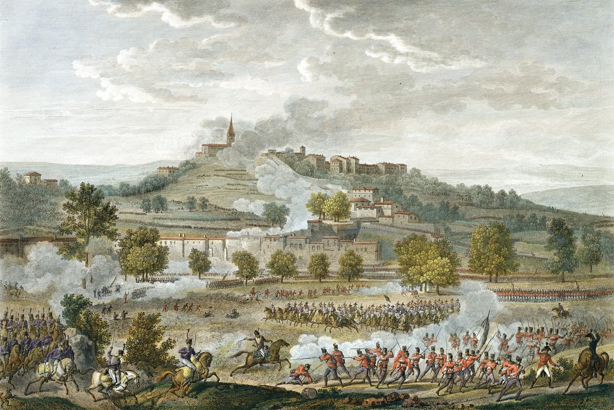 Montebellon ja Casteggion taistelu, 20 Prairial, vuosi 8 (9. kesäkuuta 1800), kaiverrus Jean Duplessi-Bertaux (1747-1819) (akvatinta) tekijältä Antoine Charles Horace Vernet