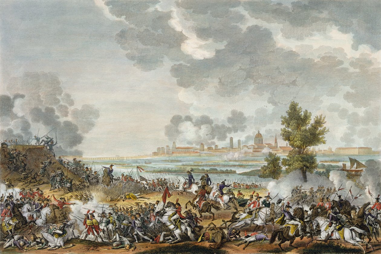 S. Giorgio di Mantovan taistelu, 29 Fructidor, vuosi 4 (syyskuu 1796), kaiverrus Jean Duplessi-Bertaux (1747-1819) (akvatinta) tekijältä Antoine Charles Horace Vernet