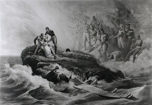 Bertrand-perheen jäähyväiset, St. Helena, n. 1821-36 tekijältä Antoine Charles Horace Vernet