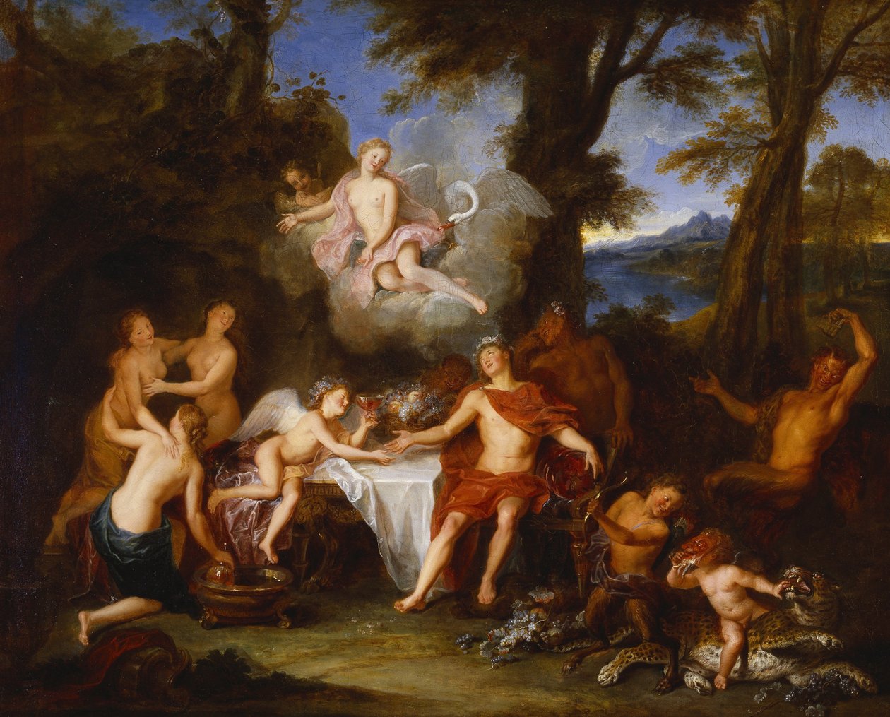 Bacchuksen ja Cupidon liitto, n. 1702 (öljy kankaalle) tekijältä Antoine Coypel