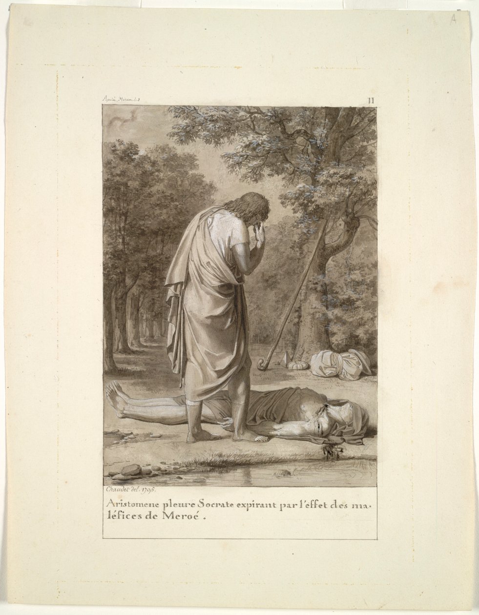 Aristomenes suree Sokrateen kuolemaa Meroën lumouksesta... Kultainen aasi, 1795. tekijältä Antoine Denis Chaudet