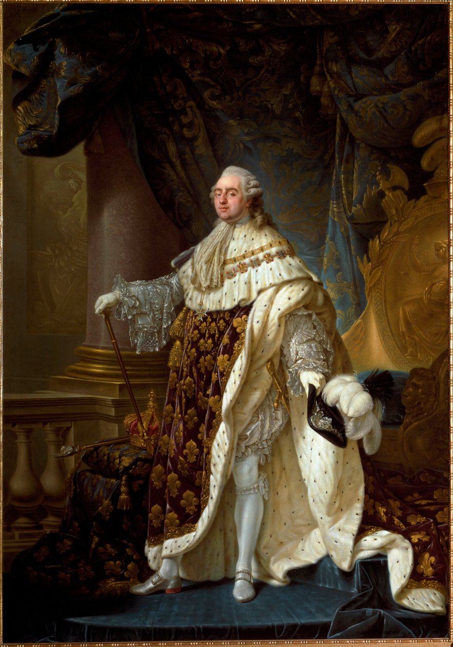 Ludvig XVI:n muotokuva kruunauspuvulla, n. 1781 (öljy kankaalle) tekijältä Antoine François Callet