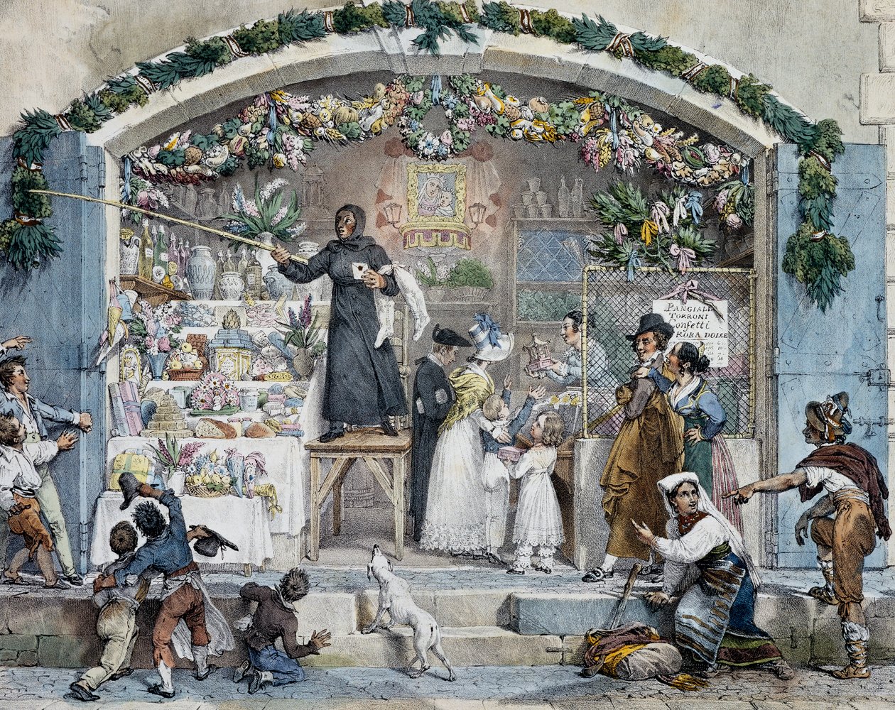 Befana Roomassa, Antoine-Jean-Baptiste Thomas (1791-1833), painatus. Italia tekijältä Antoine Jean Baptiste Thomas