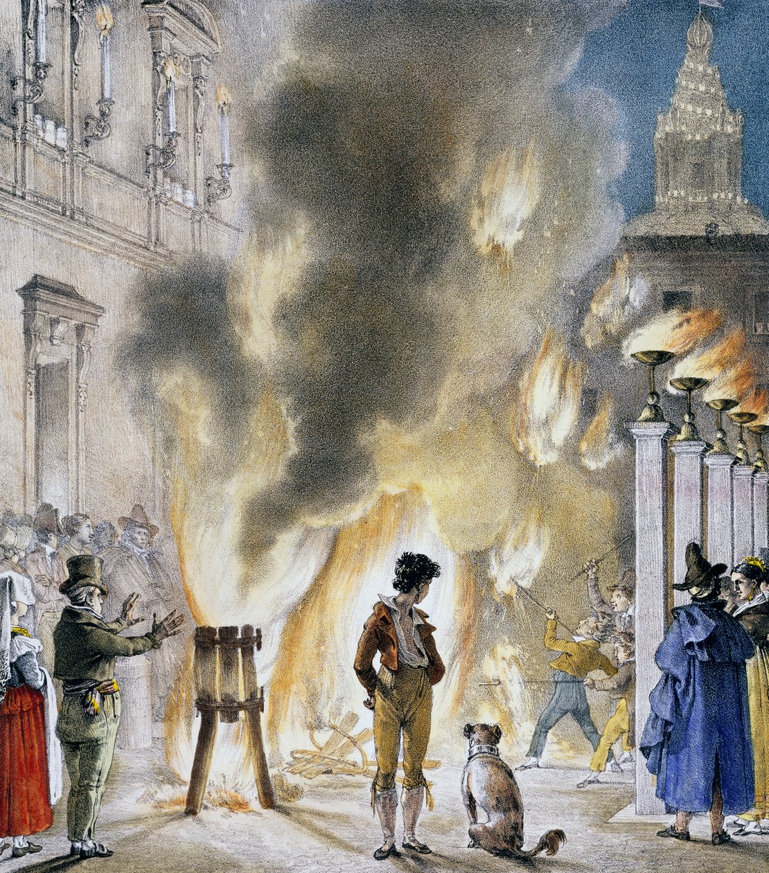 Pieni ilotulitus Palazzo Madamassa, Antoine-Jean-Baptiste Thomas (1791-1833), vedos Un an a Rome et dans ses environsista (Vuosi Roomassa ja sen ympäristössä). Italia tekijältä Antoine Jean Baptiste Thomas