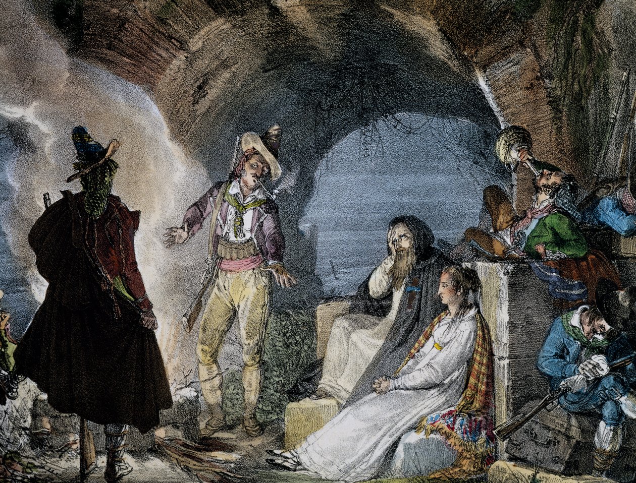 Robbers den, kirjoittanut Jean-Baptiste-Antoine Thomas (1791-1834), Un an a Rome, litografia tekijältä Antoine Jean Baptiste Thomas